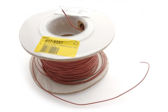 25cm Teflon PTFE Coated Silver Plated Copper Wire (Brown 24AWG)