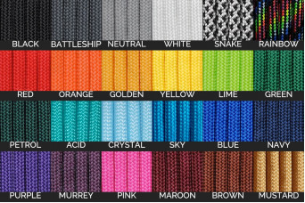 Paracord for DIY Projects (24 Colours Available) - 1m Lot